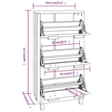 vidaXL Shoe Cabinet HAMAR 59.5x35x117 cm Solid Pine Wood Honey Brown