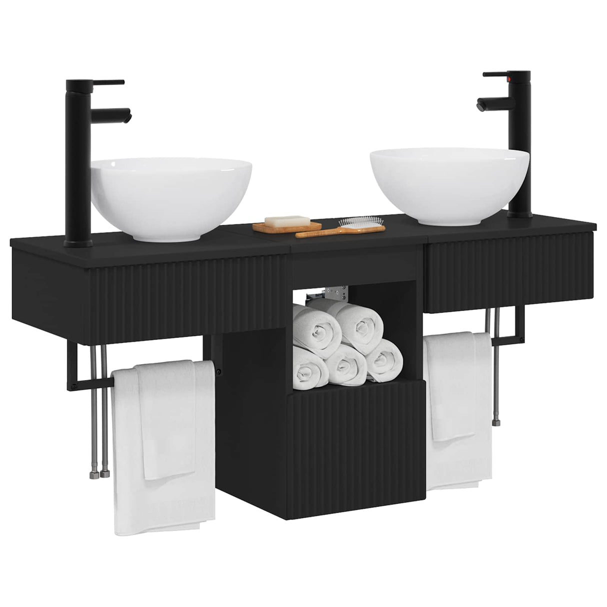 vidaXL Badkamermeubel Set 3 st Wit Bewerkt hout