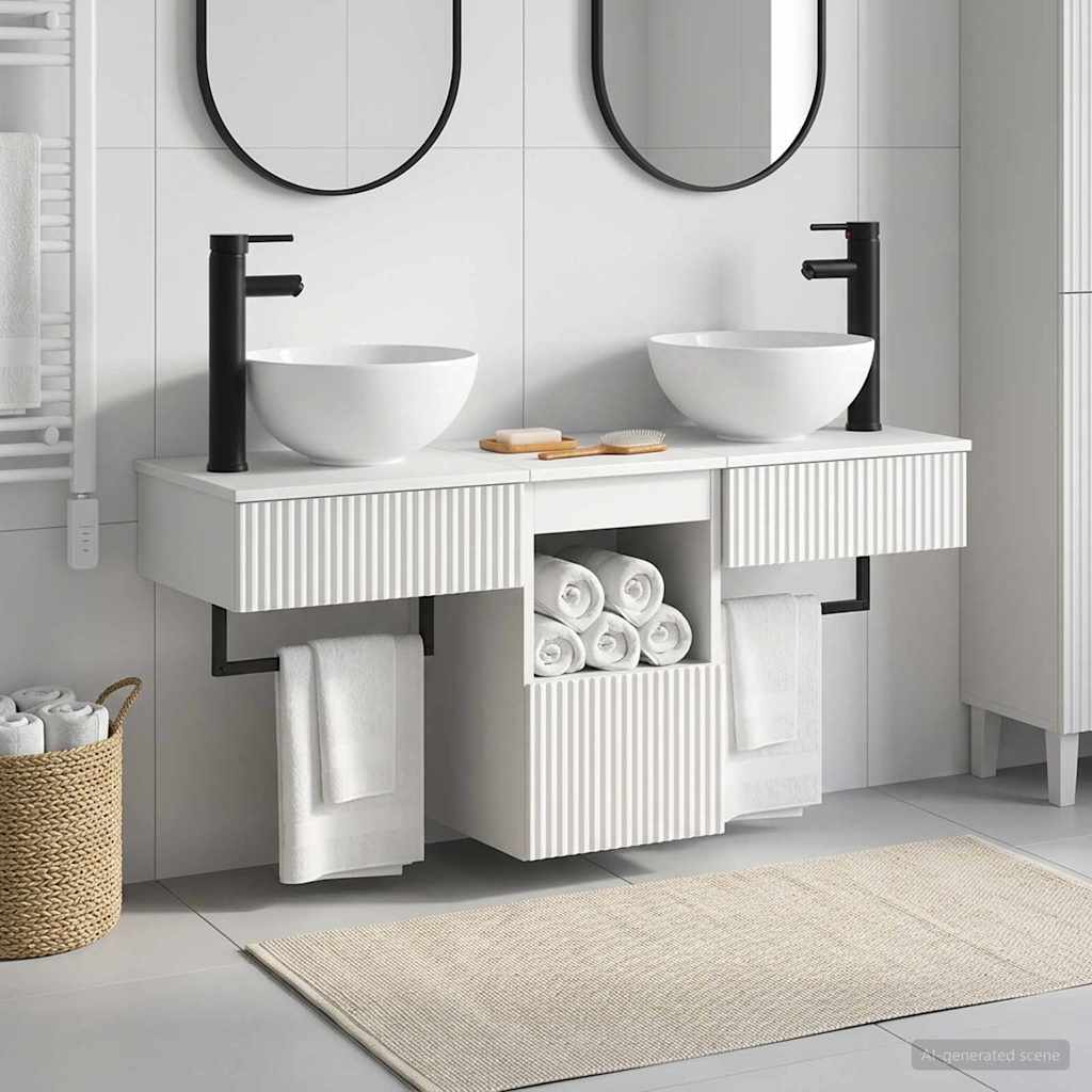 vidaXL Badkamermeubel Set 3 st Wit Bewerkt hout