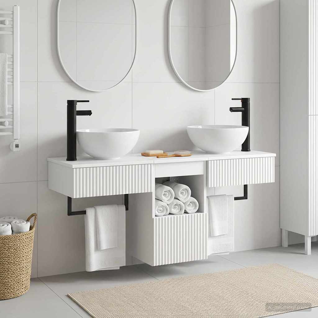 vidaXL Badkamermeubel Set 3 st Wit Bewerkt hout