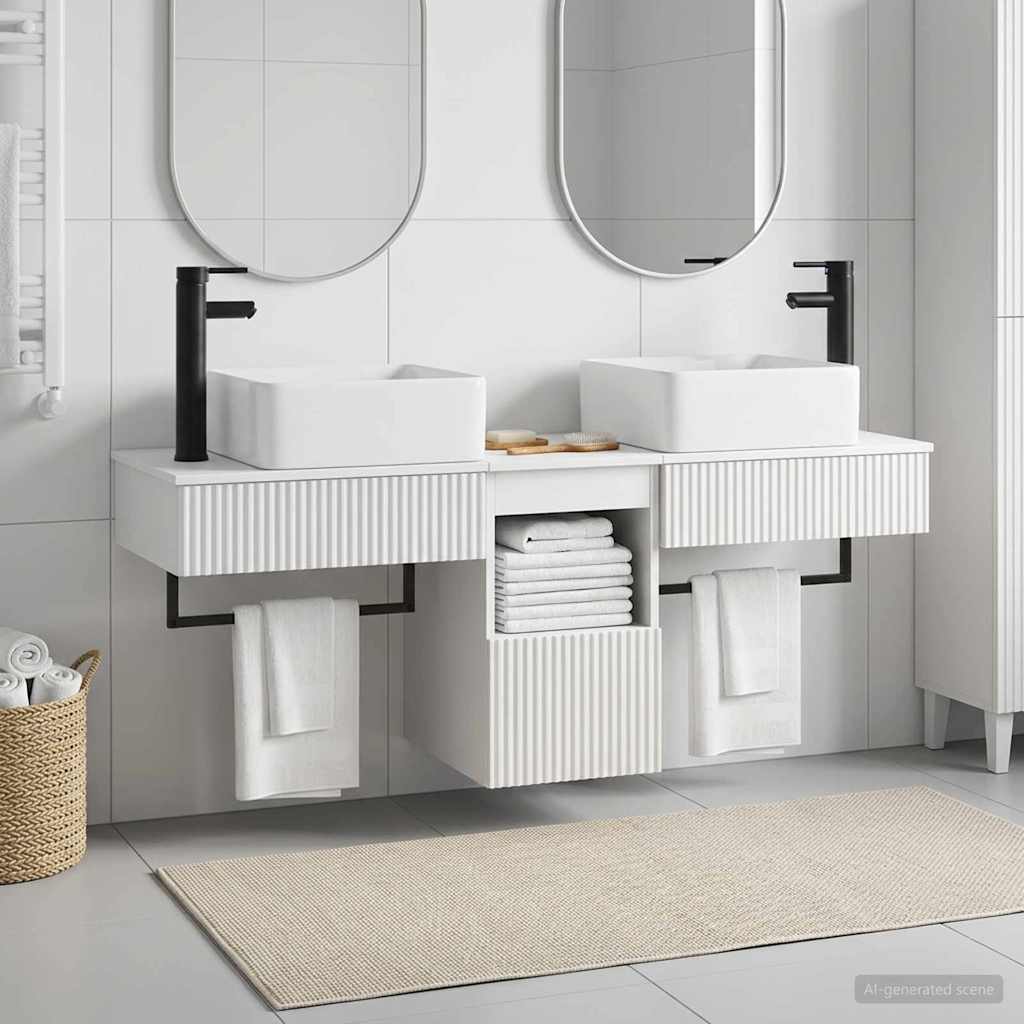 vidaXL Badkamermeubel Set 3 st Wit Bewerkt hout