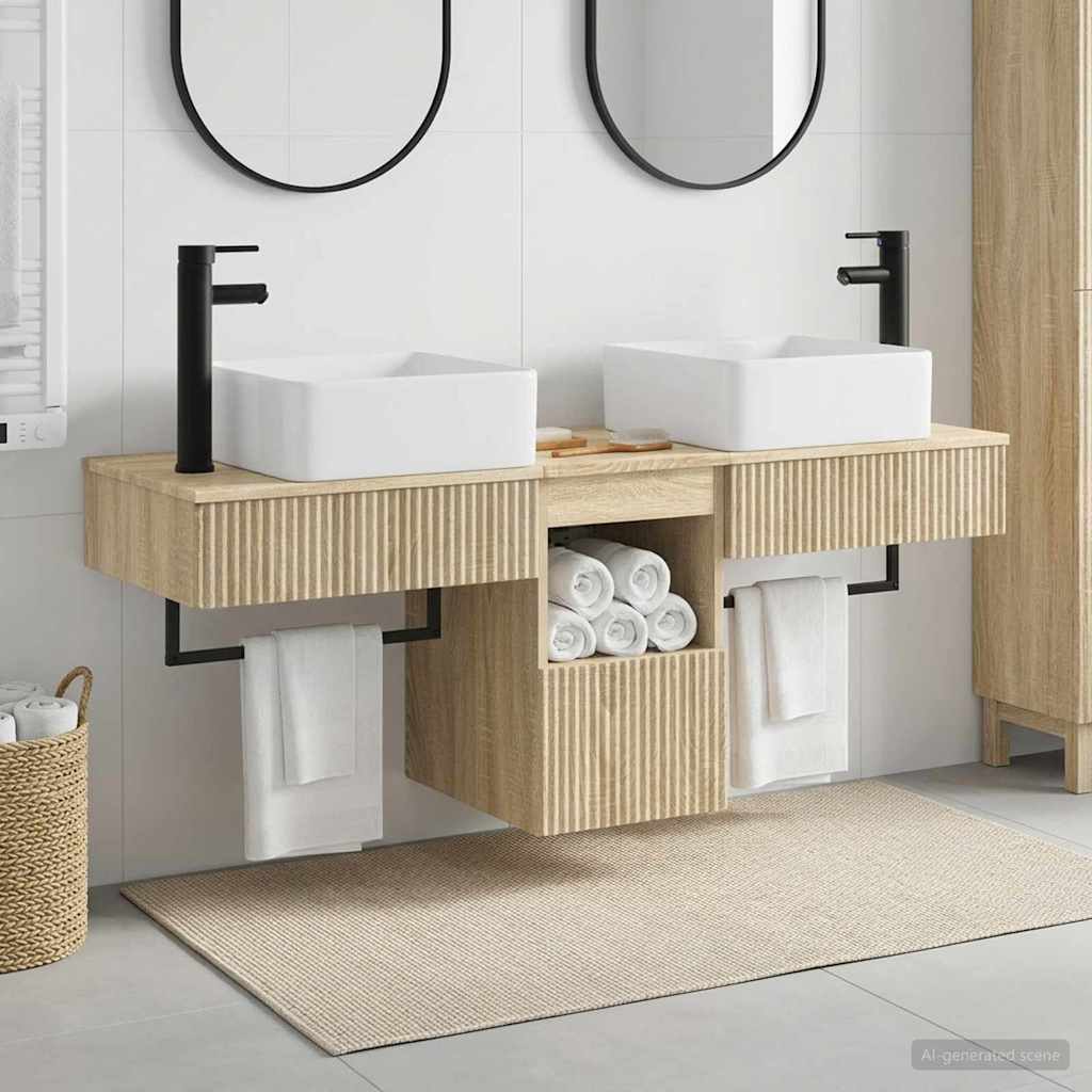 vidaXL Badkamermeubel Set 3 st Wit Bewerkt hout
