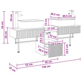 vidaXL Badkamerkast set 3 st Wit 53 x 35 x 39 cm Bewerkt hout