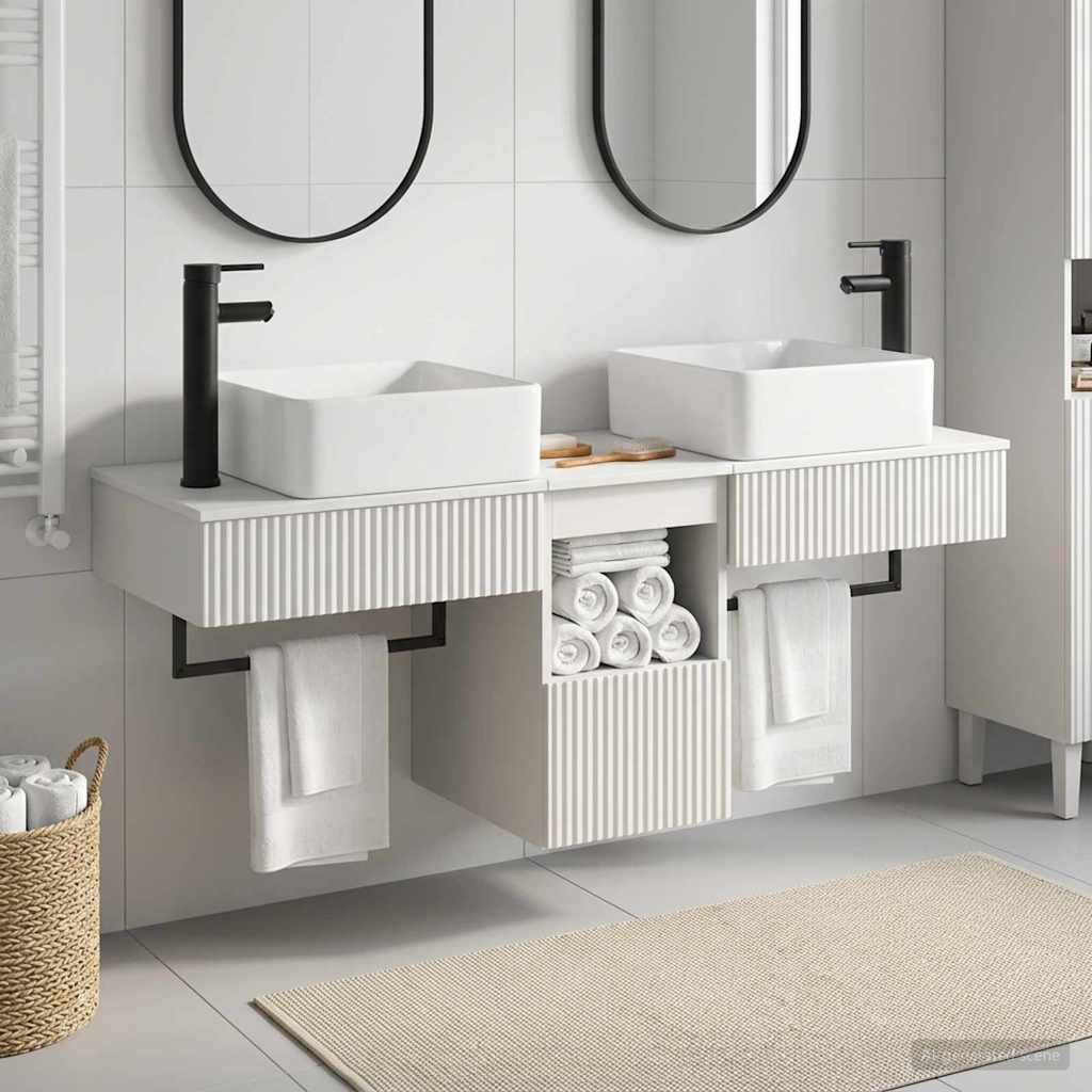 vidaXL Badkamerkast set 3 st Wit 53 x 35 x 39 cm Bewerkt hout