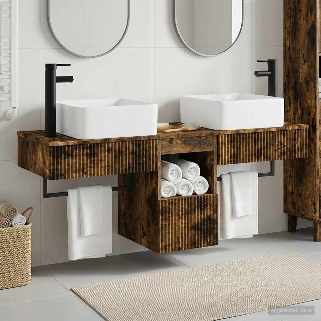 vidaXL Badkamerkast set 3 st Wit 53 x 35 x 39 cm Bewerkt hout