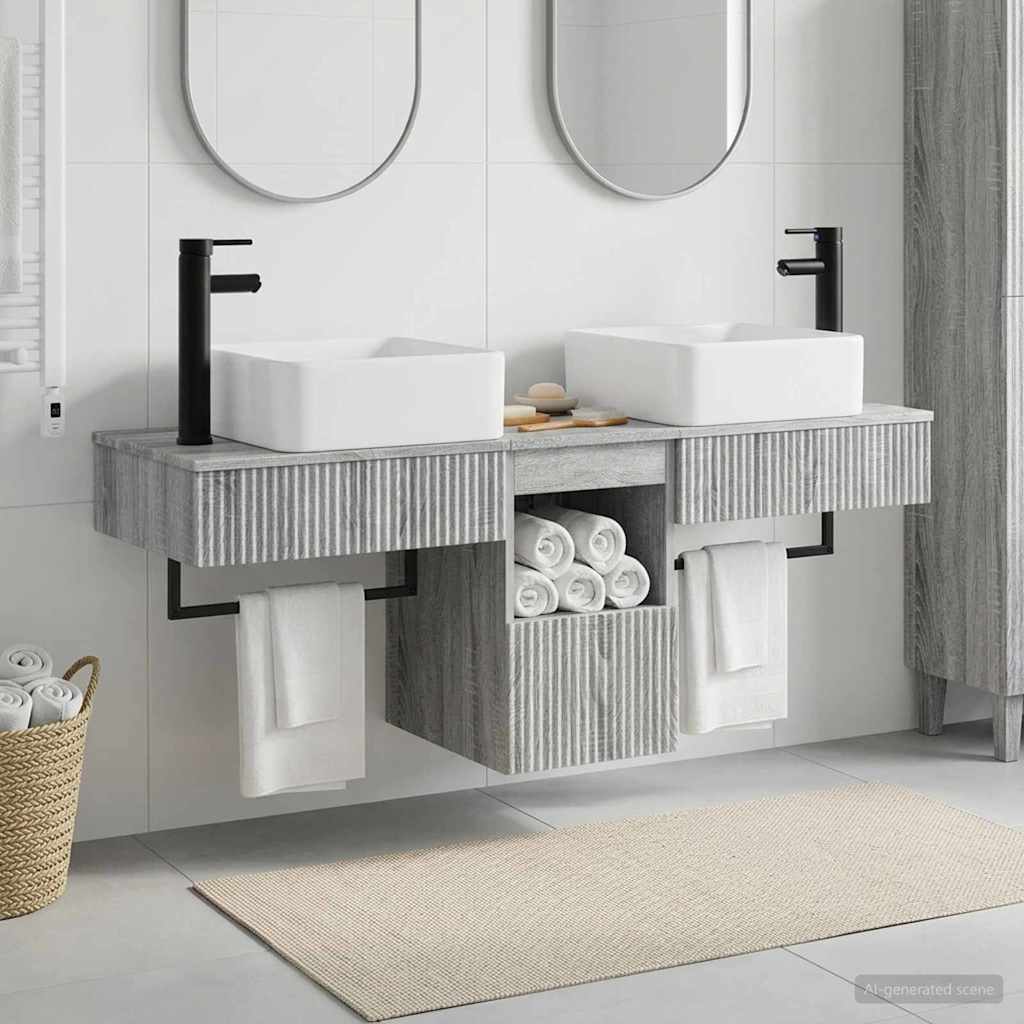 vidaXL Badkamerkast set 3 st Wit 53 x 35 x 39 cm Bewerkt hout