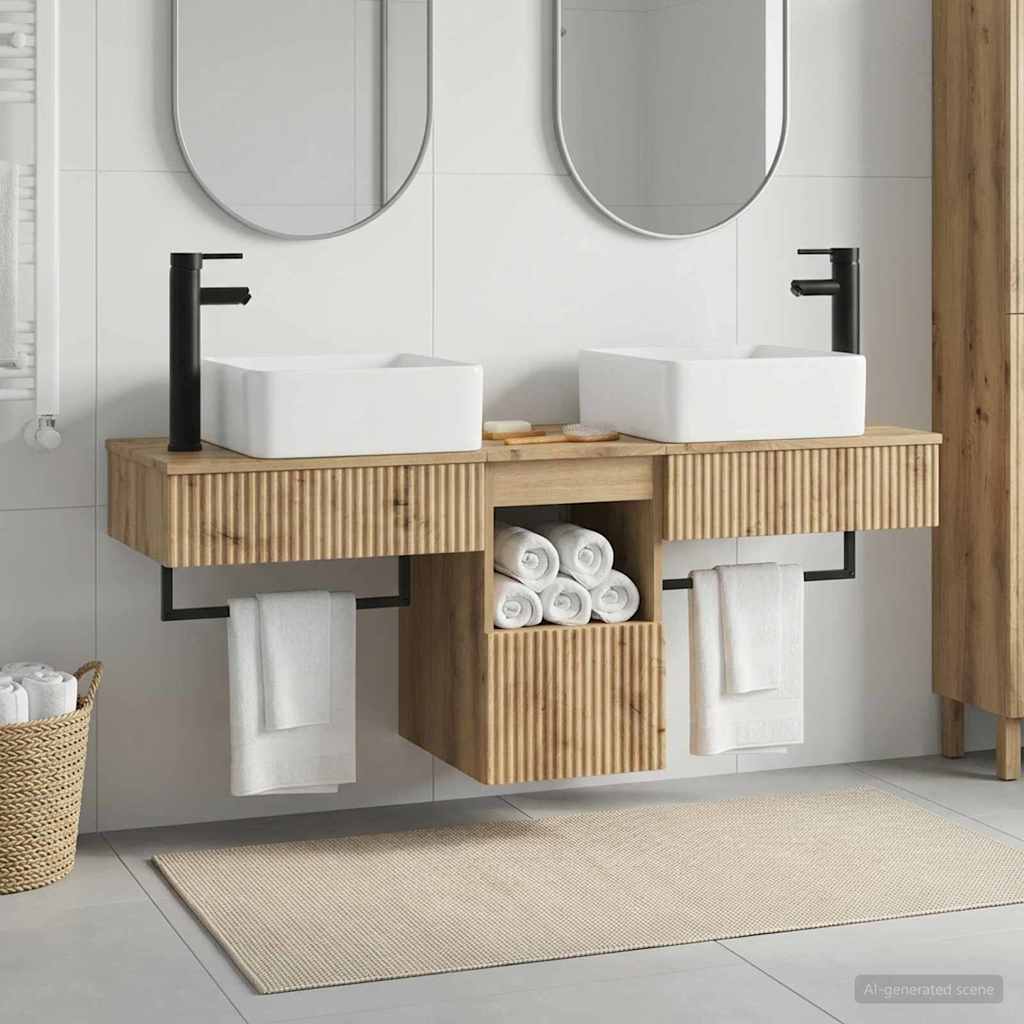 vidaXL Badkamerkast set 3 st Wit 53 x 35 x 39 cm Bewerkt hout