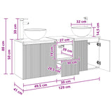 vidaXL Badkamerkast set 3 st Wit 49,5 x 35 x 63 cm Bewerkt hout
