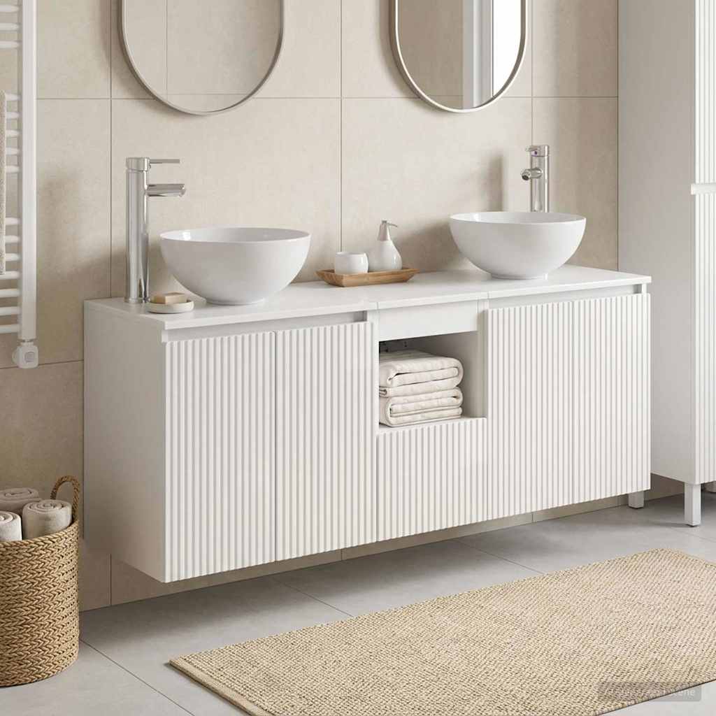 vidaXL Badkamerkast set 3 st Wit 49,5 x 35 x 63 cm Bewerkt hout