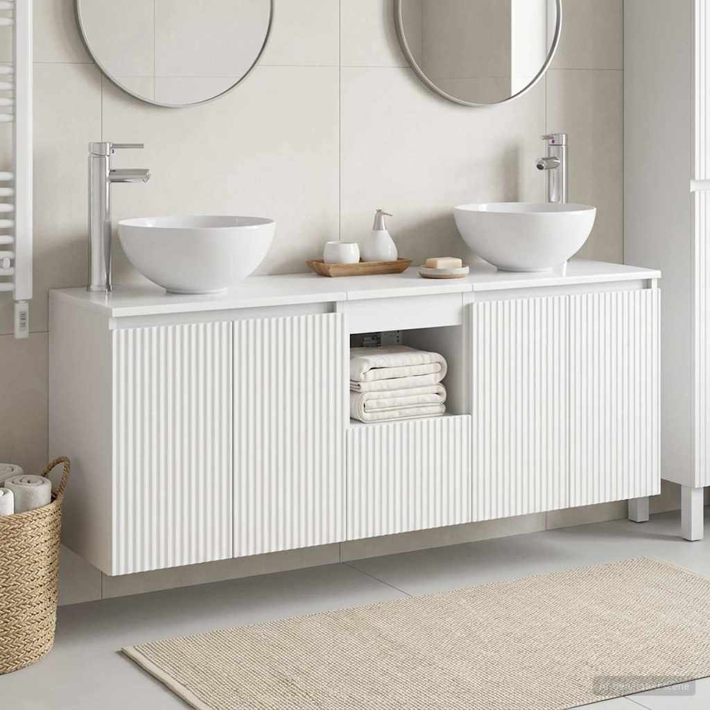 vidaXL Badkamerkast set 3 st Wit 49,5 x 41 x 64,5 cm Bewerkt hout