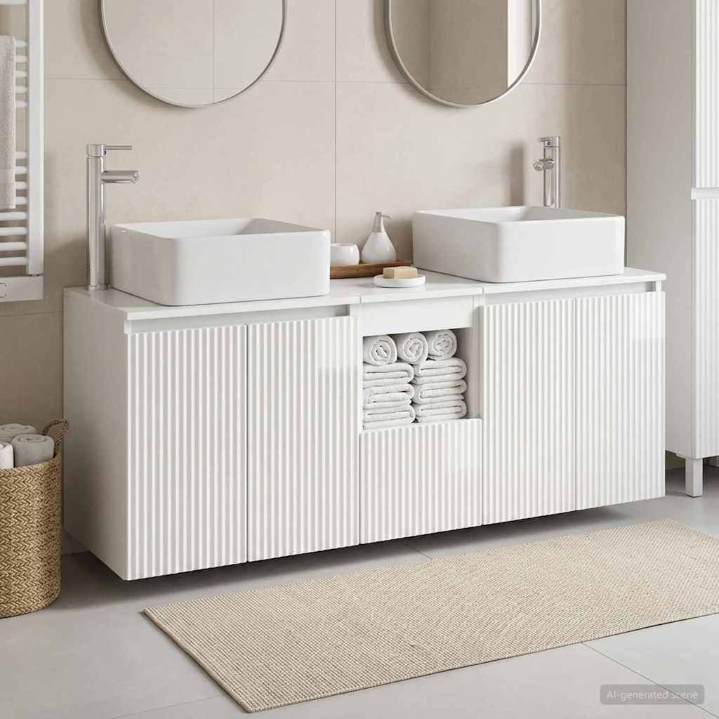 vidaXL Badkamerkast set 3 st Wit 49,5 x 41 x 63 cm Bewerkt hout