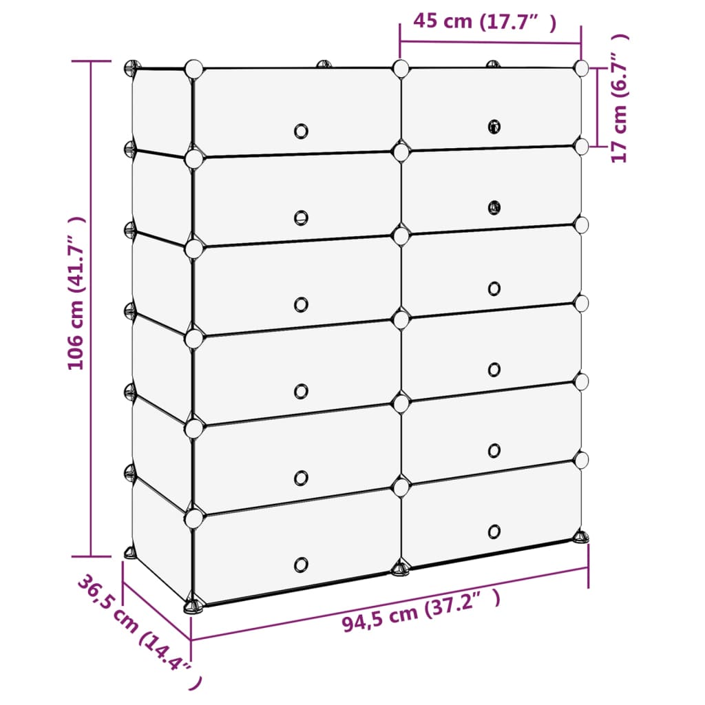vidaXL Schoenenrek 93x36,5x140 cm polypropeen transparant