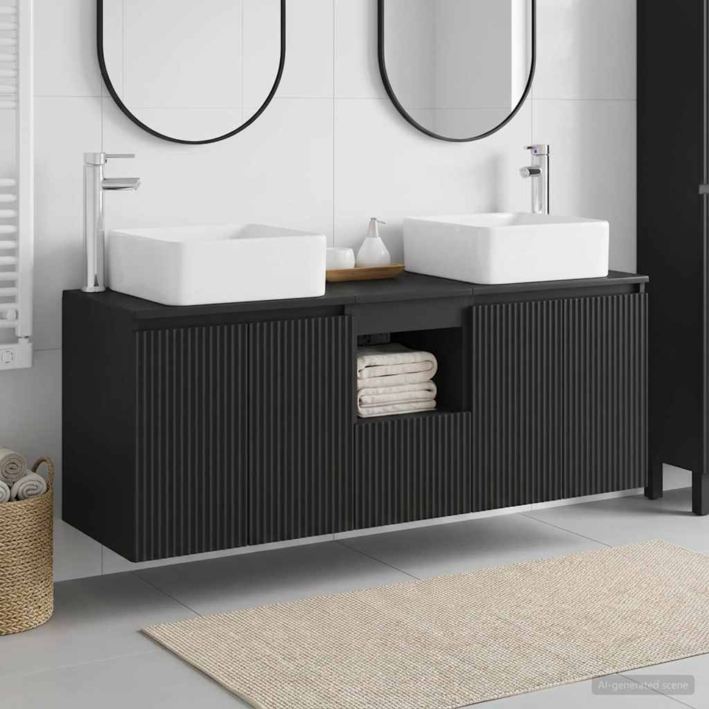 vidaXL Badkamerkast set 3 st Wit 53 x 35 x 63 cm Bewerkt hout