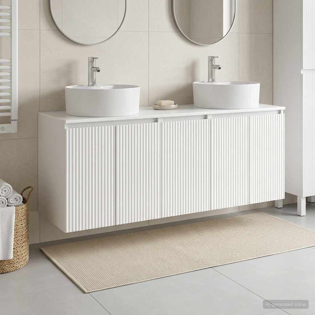 vidaXL Badkamerkast set 3 st Wit 49,5 x 44,5 x 65 cm Bewerkt hout