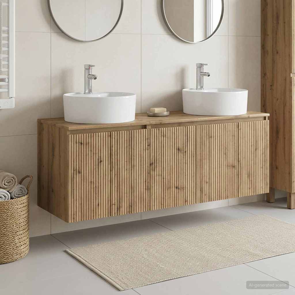 vidaXL Badkamerkast set 3 st Wit 49,5 x 44,5 x 65 cm Bewerkt hout