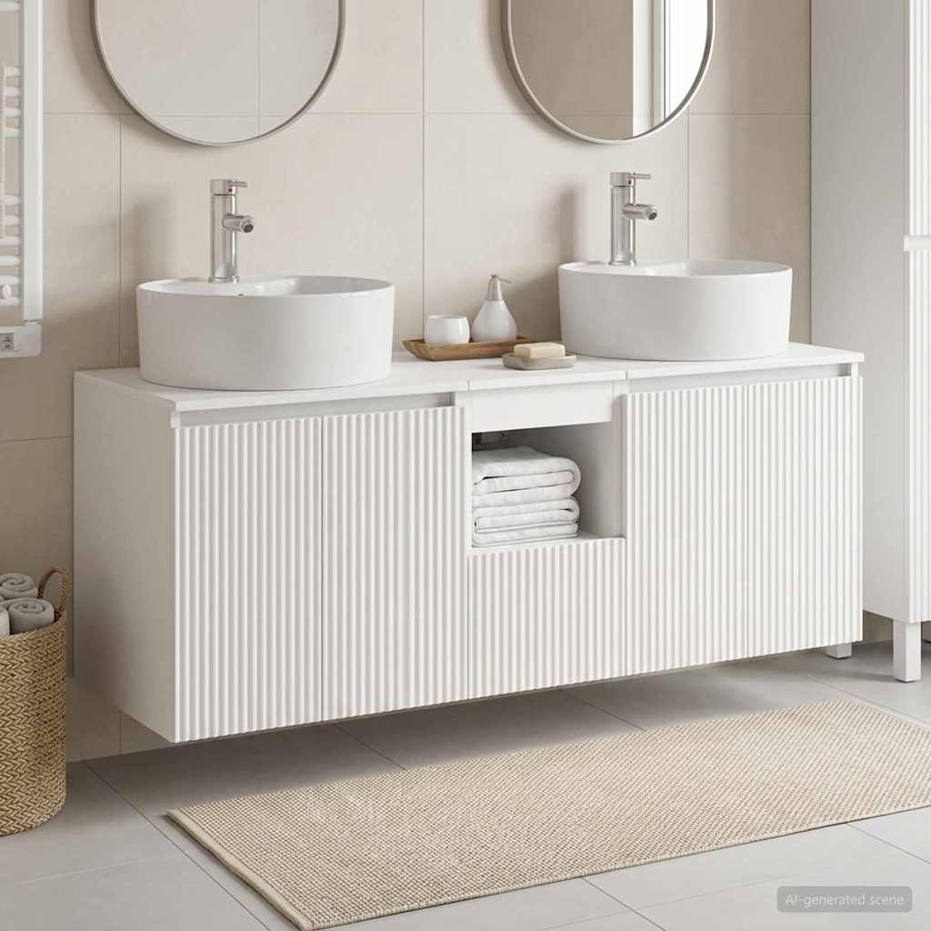 vidaXL Badkamerkast set 3 st Wit 49,5 x 44,5 x 65 cm Bewerkt hout