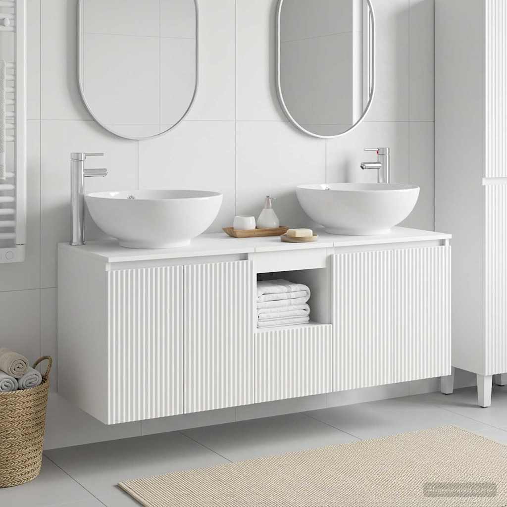 vidaXL Badkamerkast set 3 st Wit 49,5 x 44,5 x 65 cm Bewerkt hout