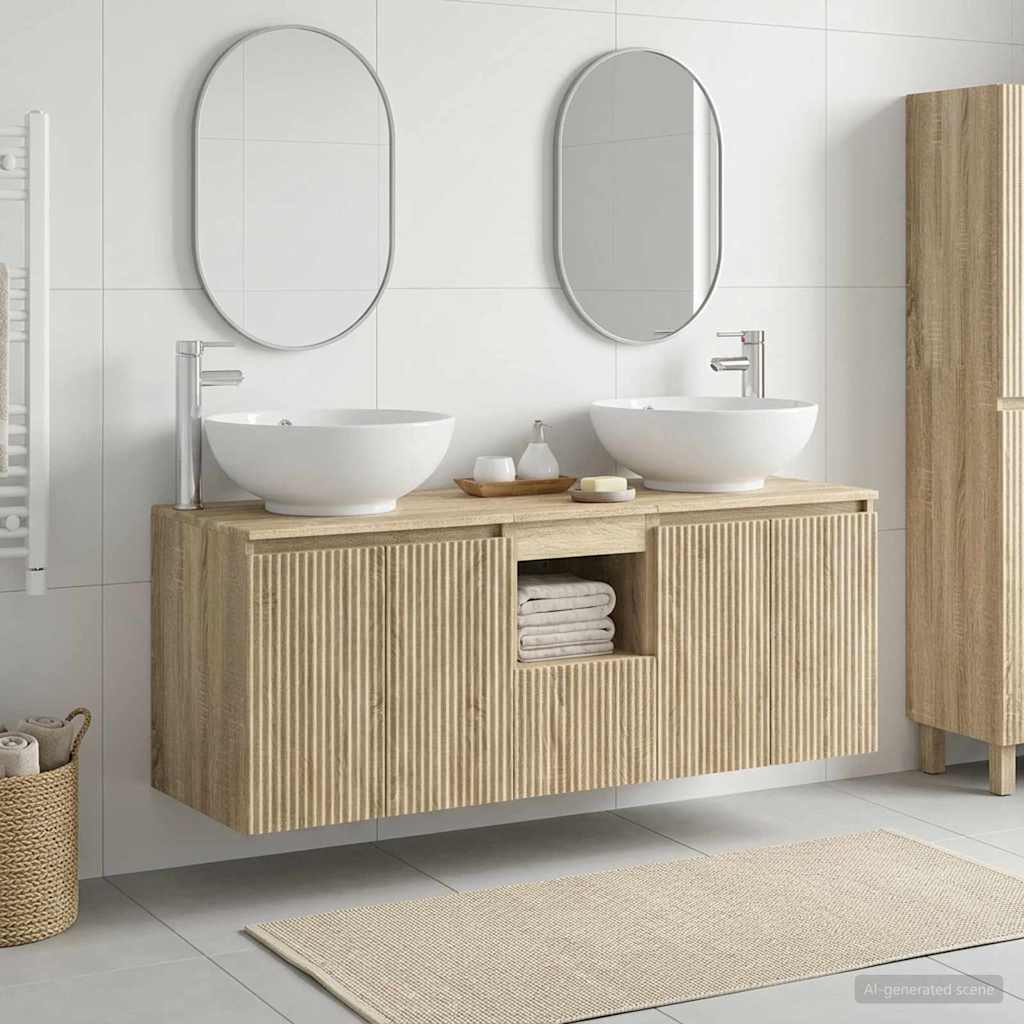 vidaXL Badkamerkast set 3 st Wit 49,5 x 44,5 x 65 cm Bewerkt hout