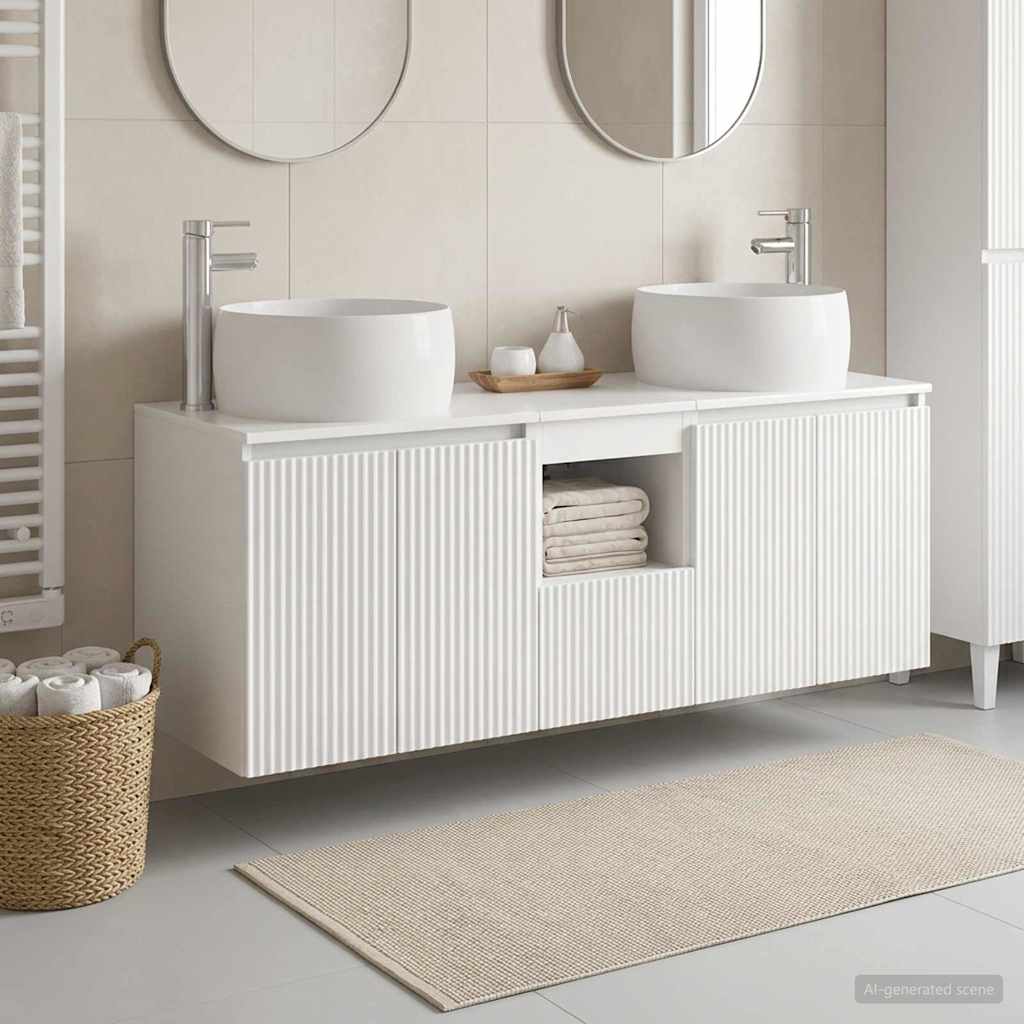vidaXL Bathroom Cabinet Set 3 pcs White 49.5 x 44.5 x 66 cm Engineered Wood