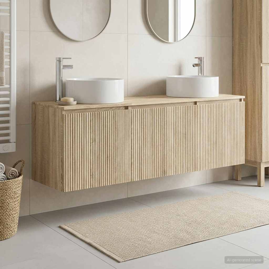 vidaXL Badkamerkast set 3 st Wit 49,5 x 44,5 x 65,5 cm Bewerkt hout