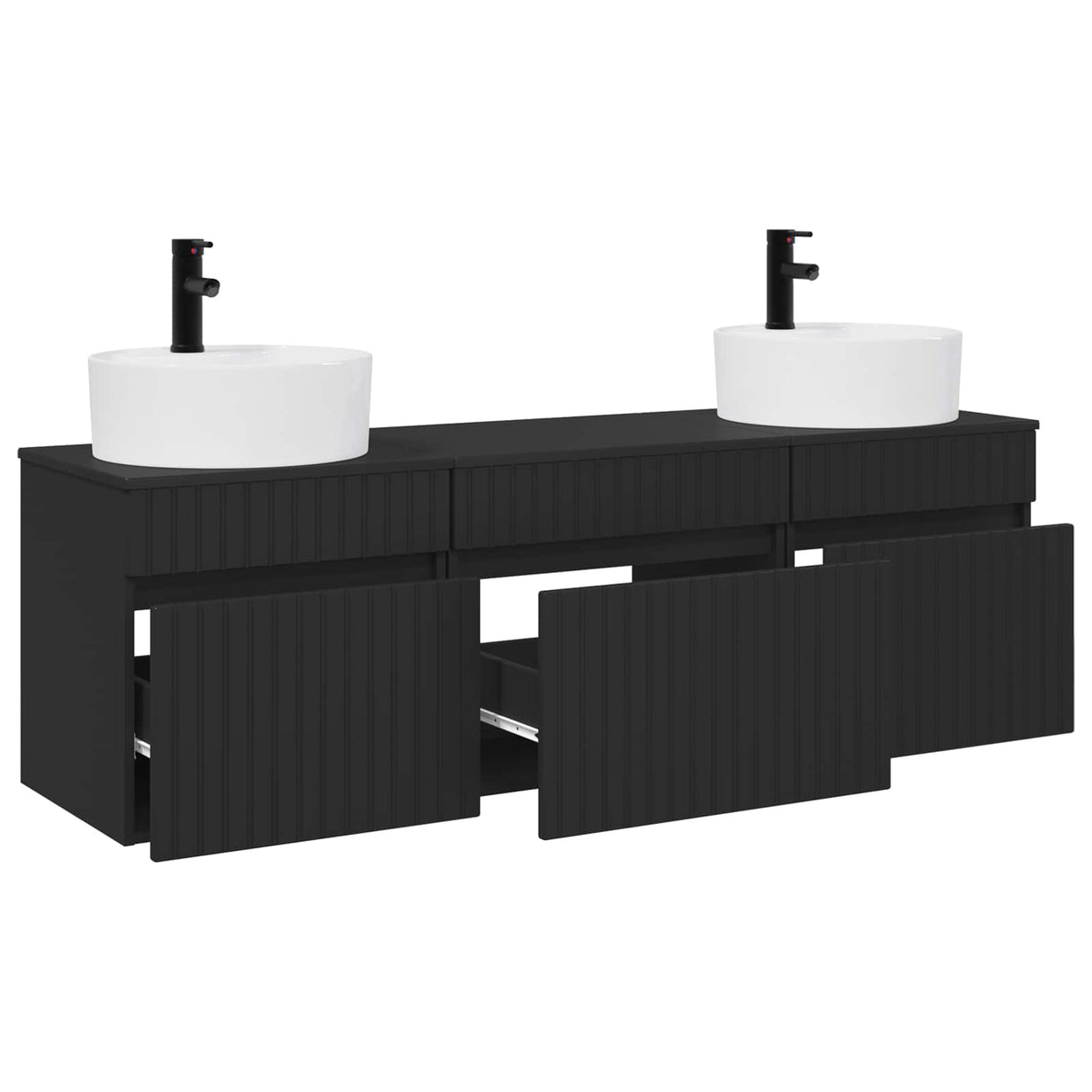 vidaXL Badkamerkast set 3 st Wit 49 x 44,5 x 65 cm Bewerkt hout