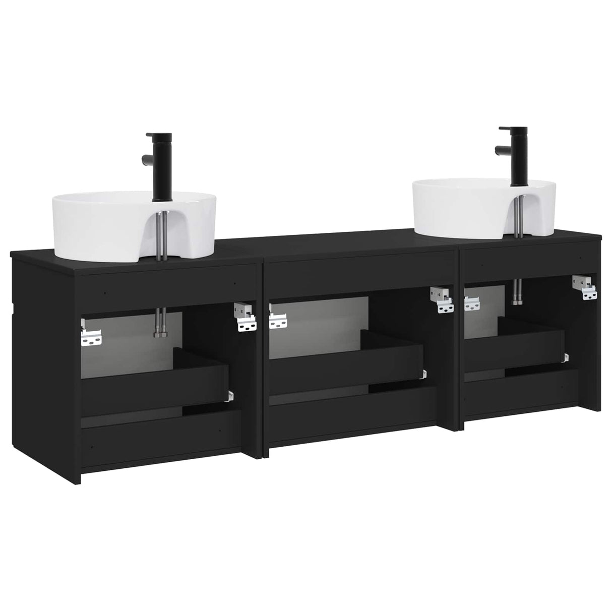 vidaXL Badkamerkast set 3 st Wit 49 x 44,5 x 65 cm Bewerkt hout