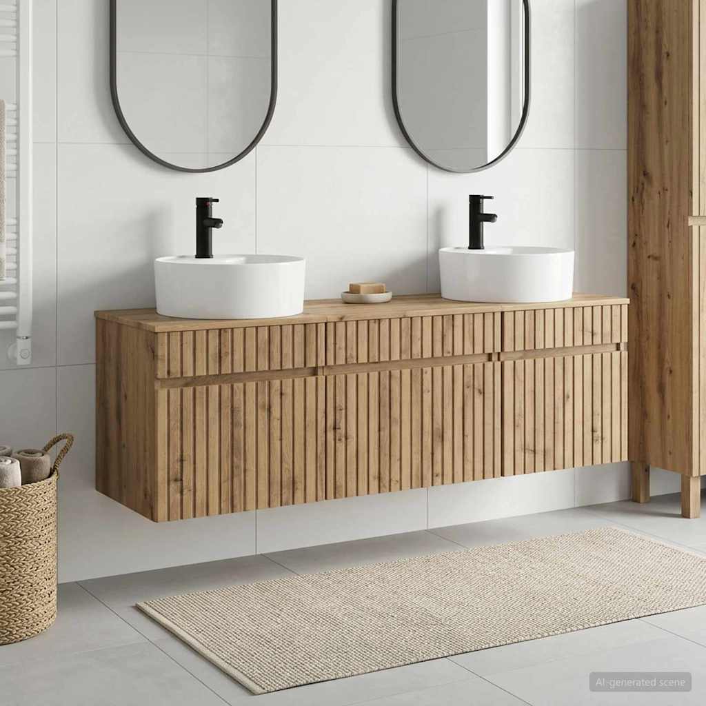 vidaXL Badkamerkast set 3 st Wit 49 x 44,5 x 65 cm Bewerkt hout