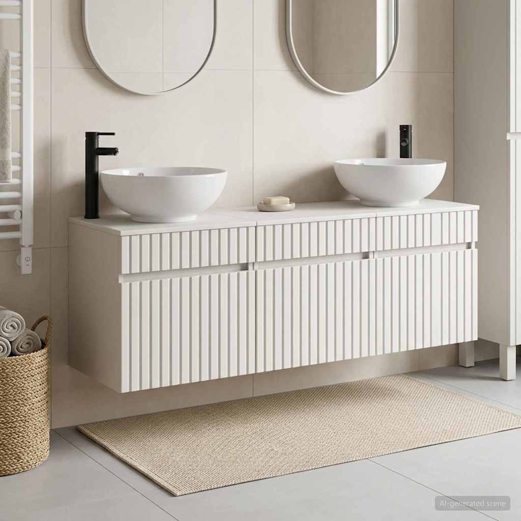 vidaXL Badkamerkast set 3 st Wit 49 x 44,5 x 66,5 cm Bewerkt hout