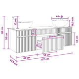 vidaXL Badkamerkast set 3 st Wit 49 x 44,5 x 66,5 cm Bewerkt hout