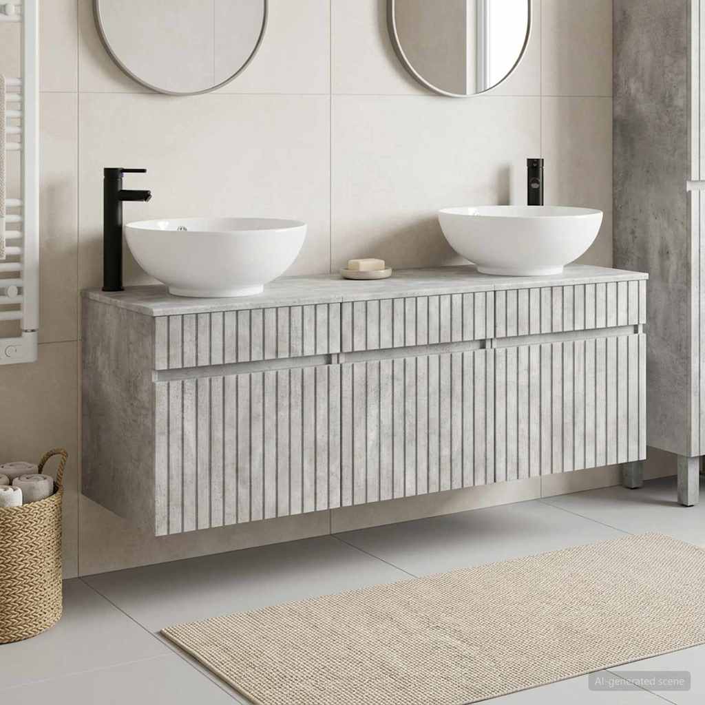 vidaXL Badkamerkast set 3 st Wit 49 x 44,5 x 66,5 cm Bewerkt hout