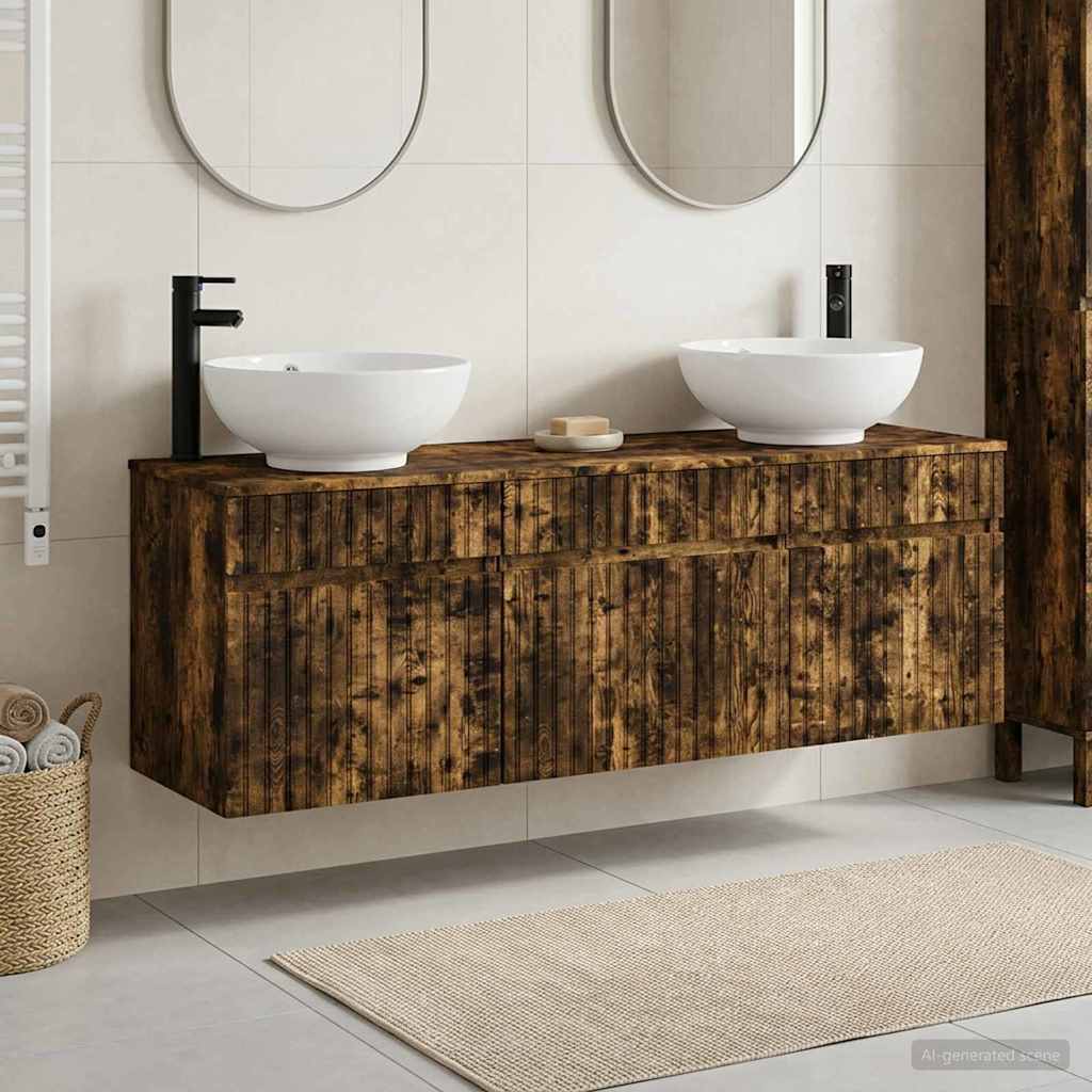 vidaXL Badkamerkast set 3 st Wit 49 x 44,5 x 66,5 cm Bewerkt hout