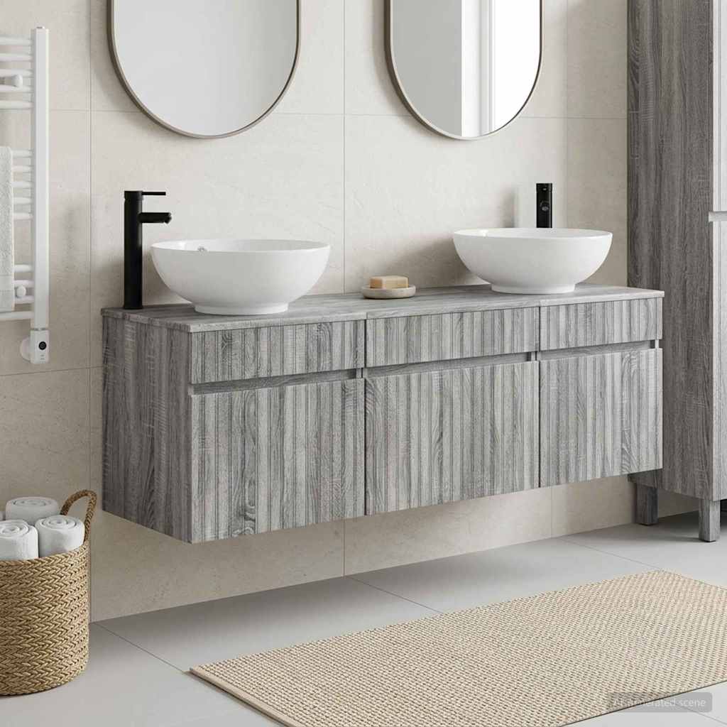 vidaXL Badkamerkast set 3 st Wit 49 x 44,5 x 66,5 cm Bewerkt hout