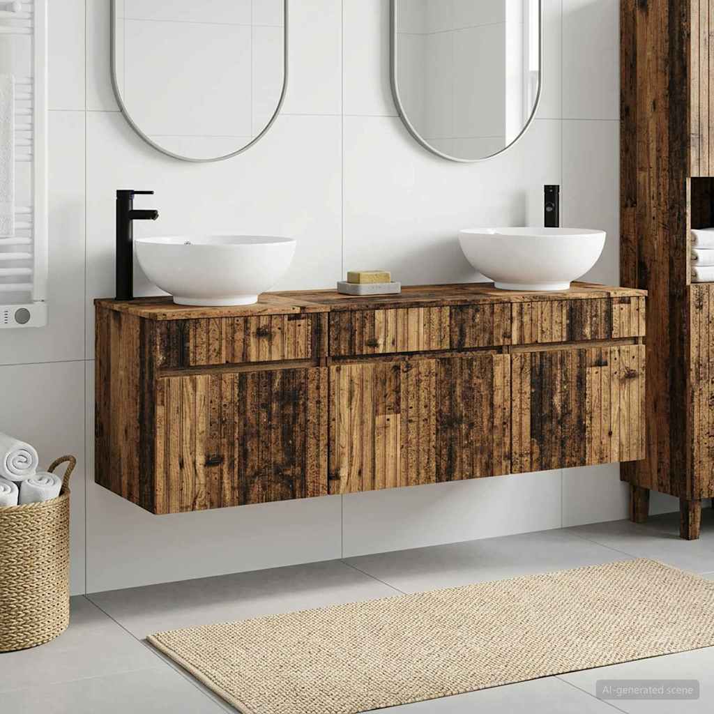 vidaXL Badkamerkast set 3 st Wit 49 x 44,5 x 66,5 cm Bewerkt hout