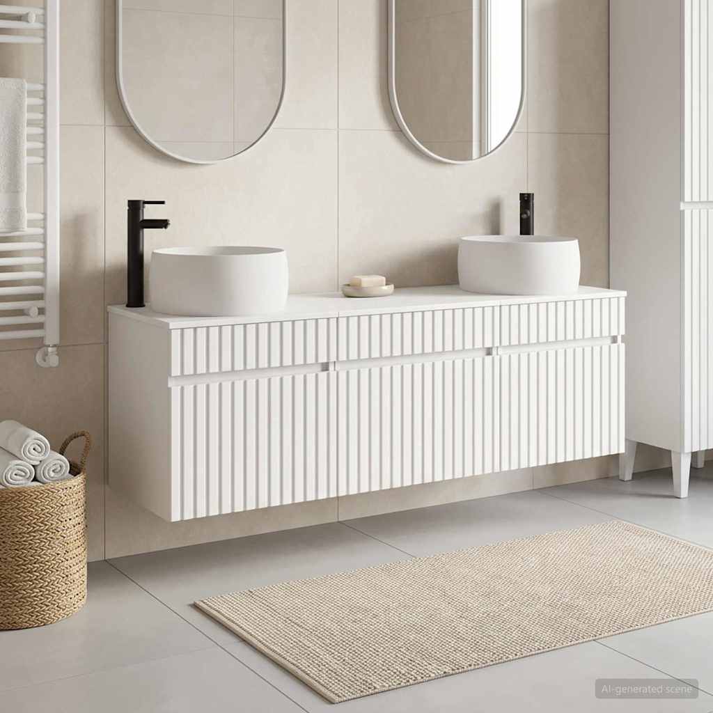 vidaXL Badkamerkast set 3 st Wit 49 x 44,5 x 66 cm Bewerkt hout