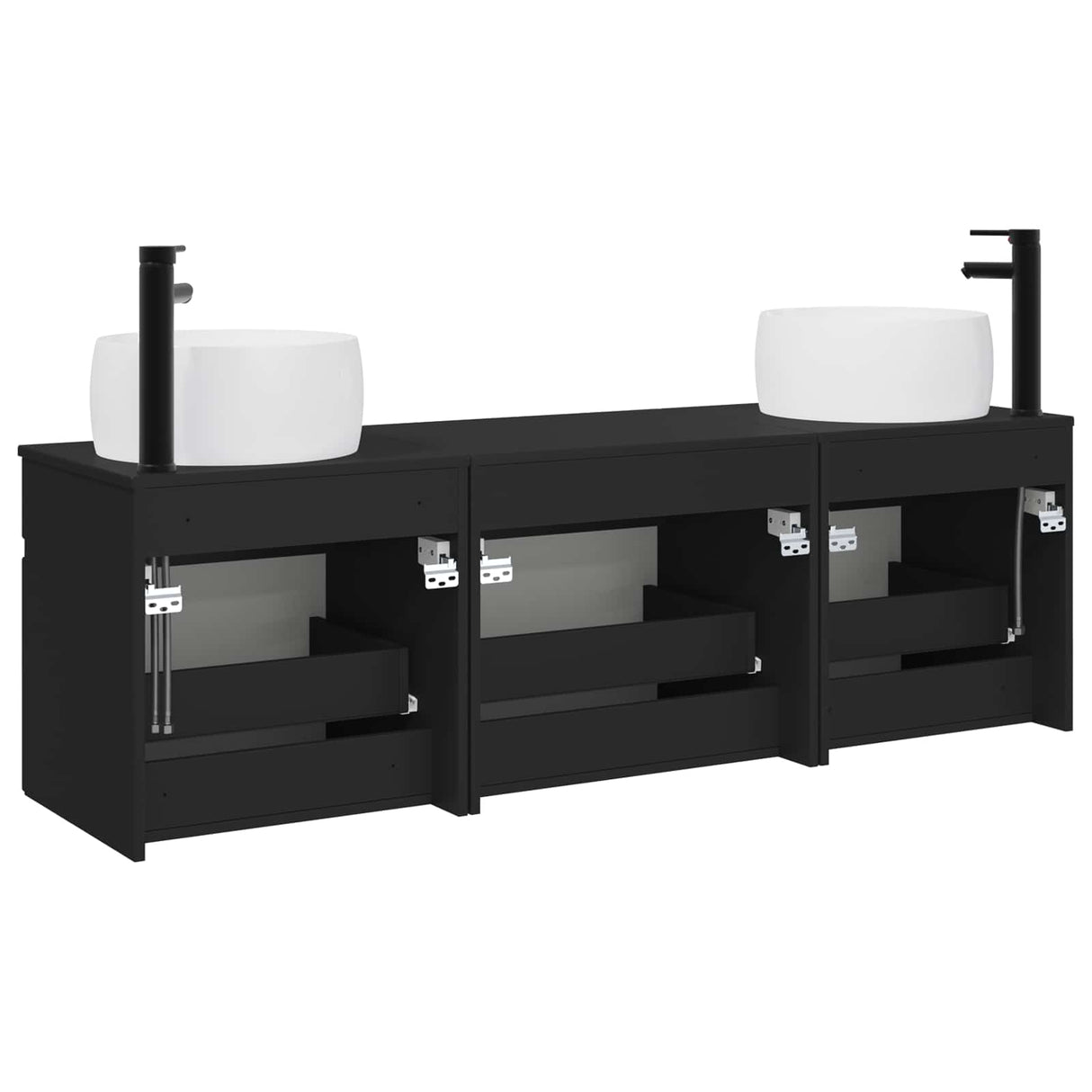 vidaXL Badkamerkast set 3 st Wit 49 x 44,5 x 66 cm Bewerkt hout
