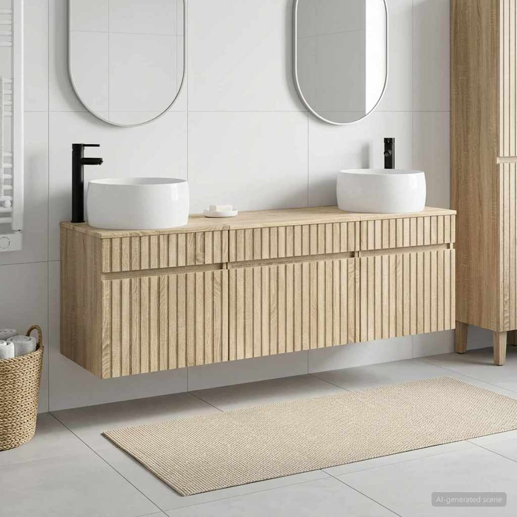vidaXL Badkamerkast set 3 st Wit 49 x 44,5 x 66 cm Bewerkt hout