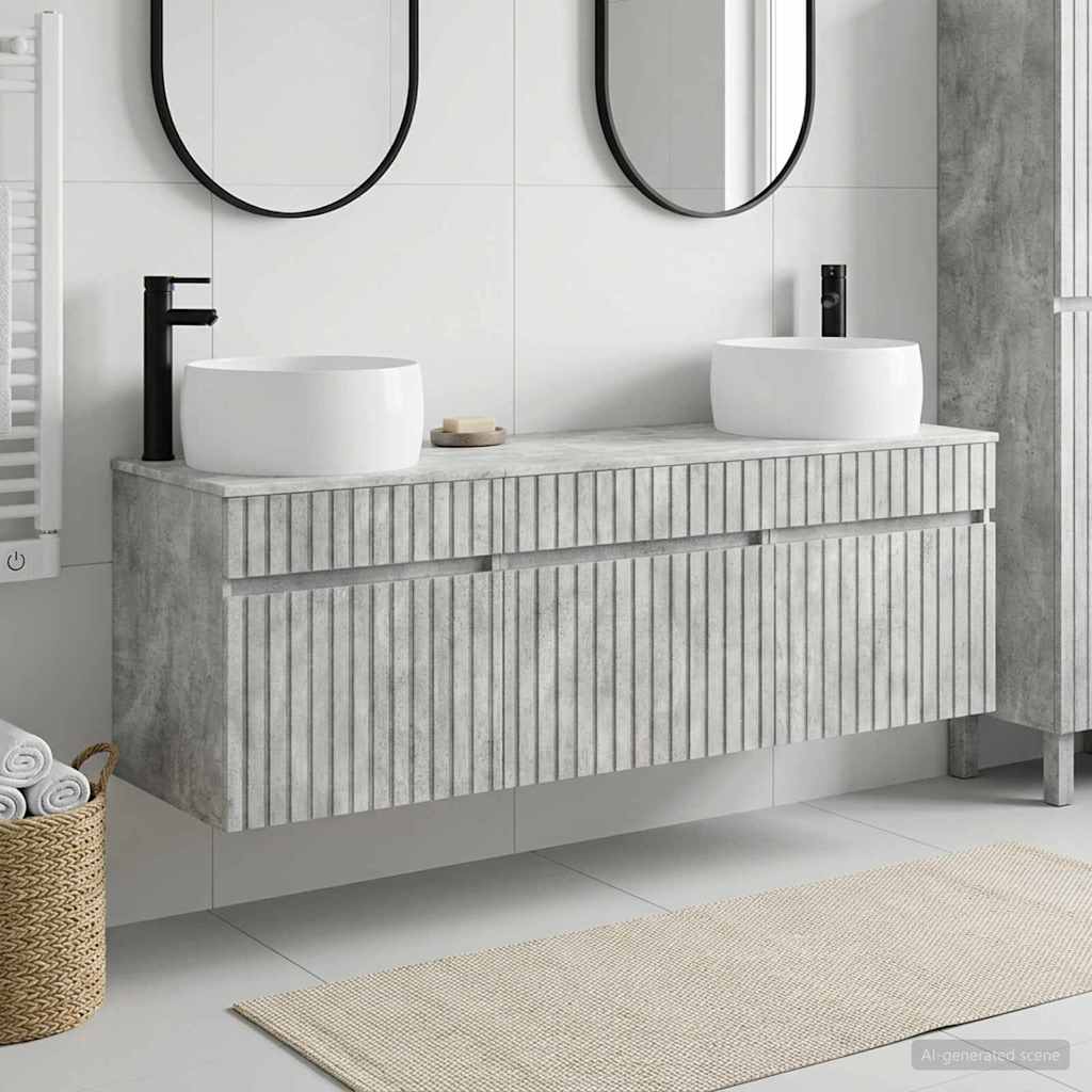 vidaXL Badkamerkast set 3 st Wit 49 x 44,5 x 66 cm Bewerkt hout