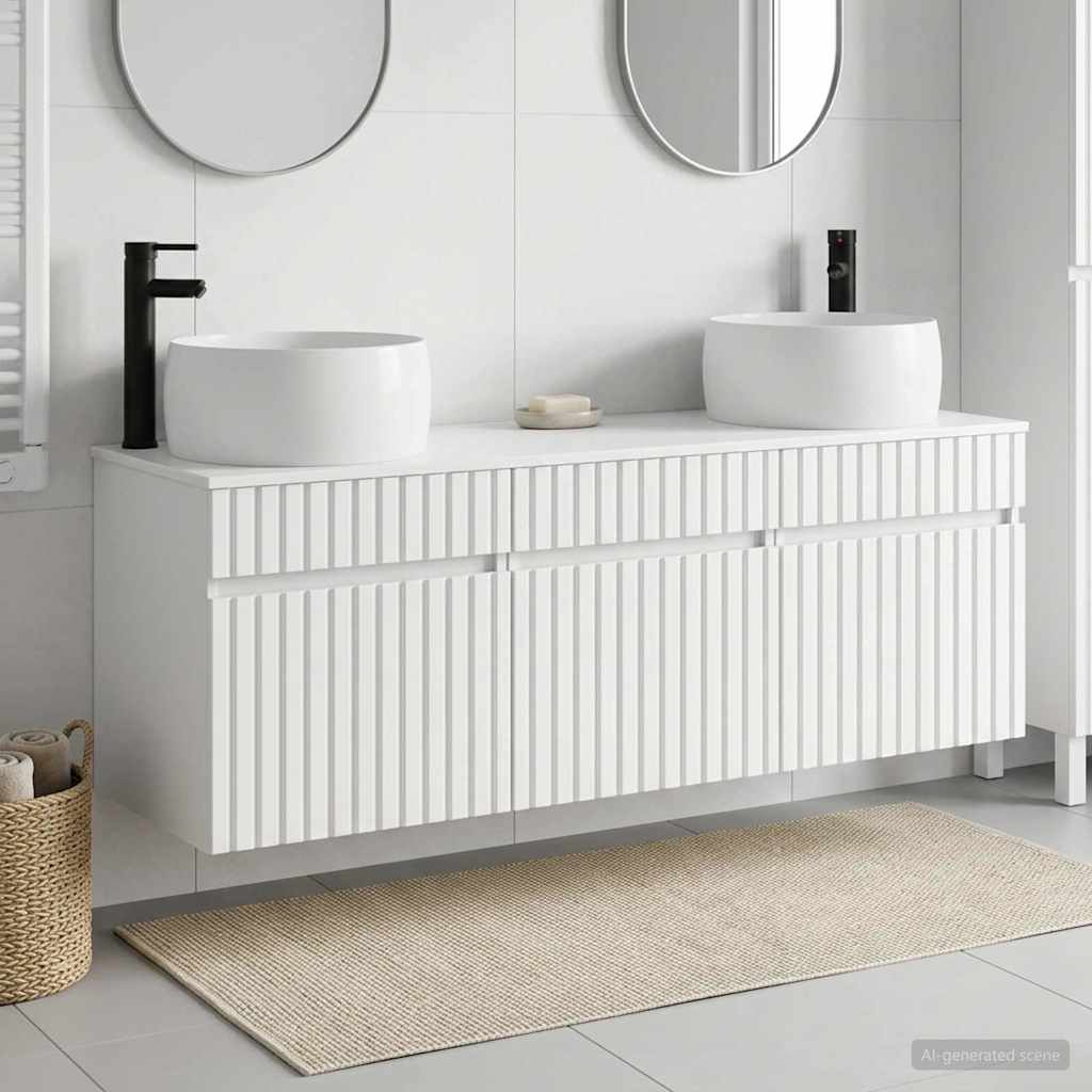 vidaXL Badkamerkast set 3 st Wit 49 x 44,5 x 66 cm Bewerkt hout