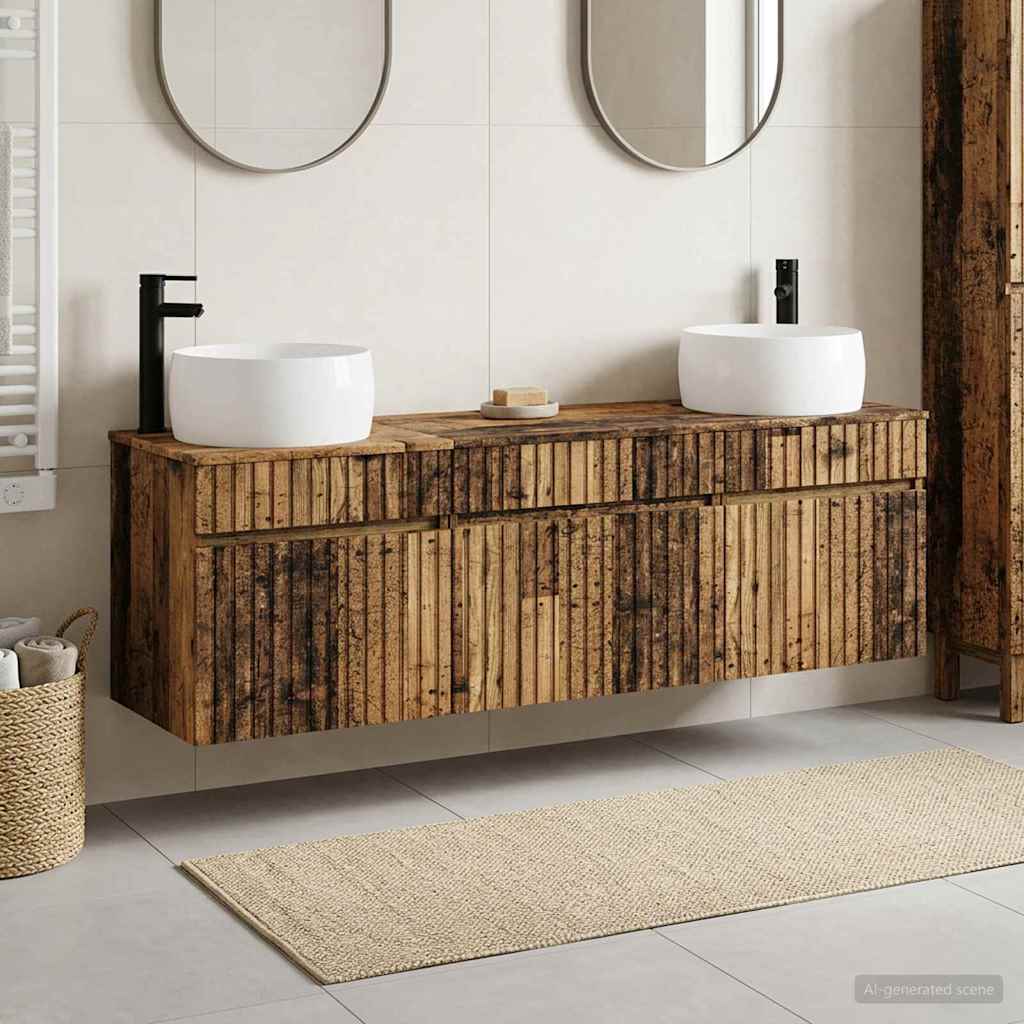 vidaXL Badkamerkast set 3 st Wit 49 x 44,5 x 66 cm Bewerkt hout