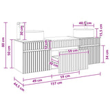 vidaXL Badkamerkast set 3 st Wit 49 x 44,5 x 65,5 cm Bewerkt hout
