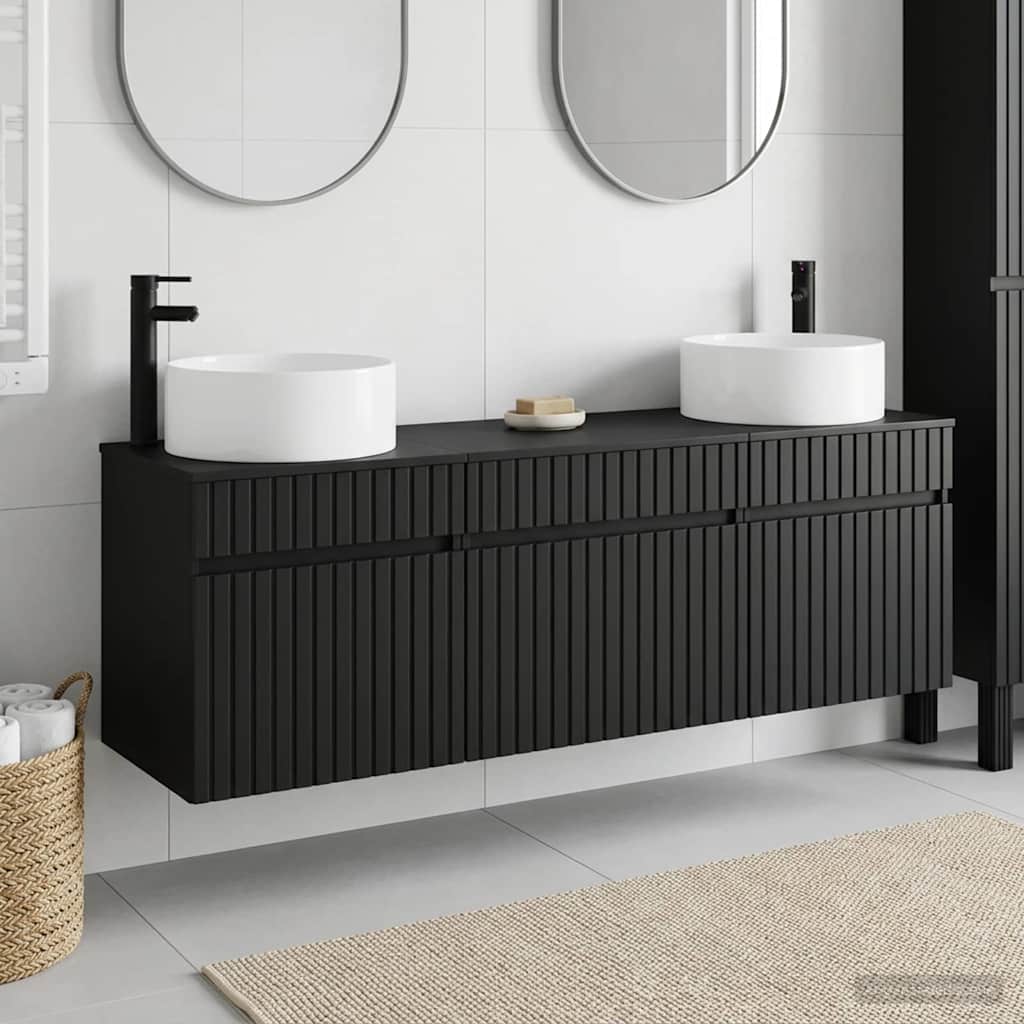 vidaXL Badkamerkast set 3 st Wit 49 x 44,5 x 65,5 cm Bewerkt hout