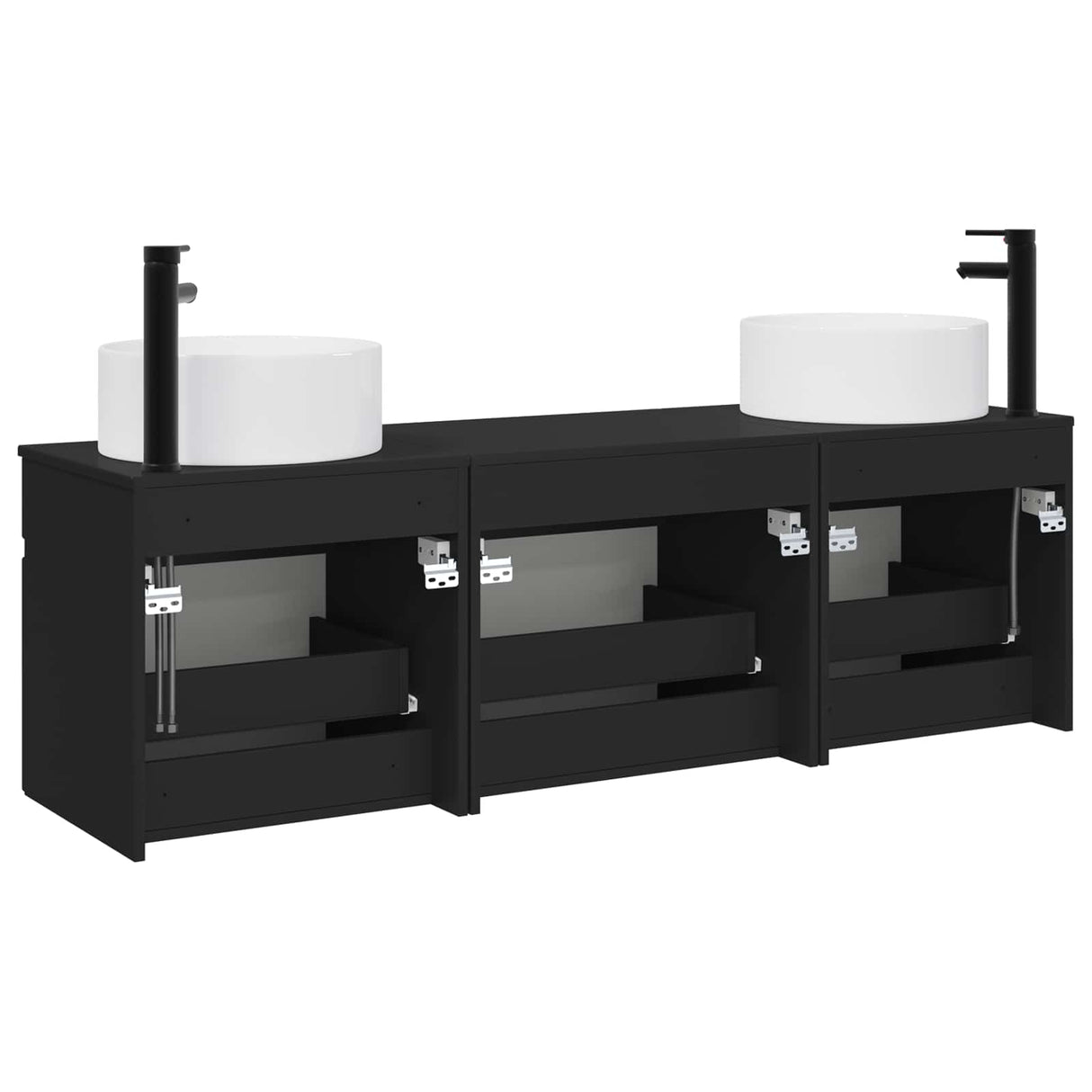 vidaXL Badkamerkast set 3 st Wit 49 x 44,5 x 65,5 cm Bewerkt hout