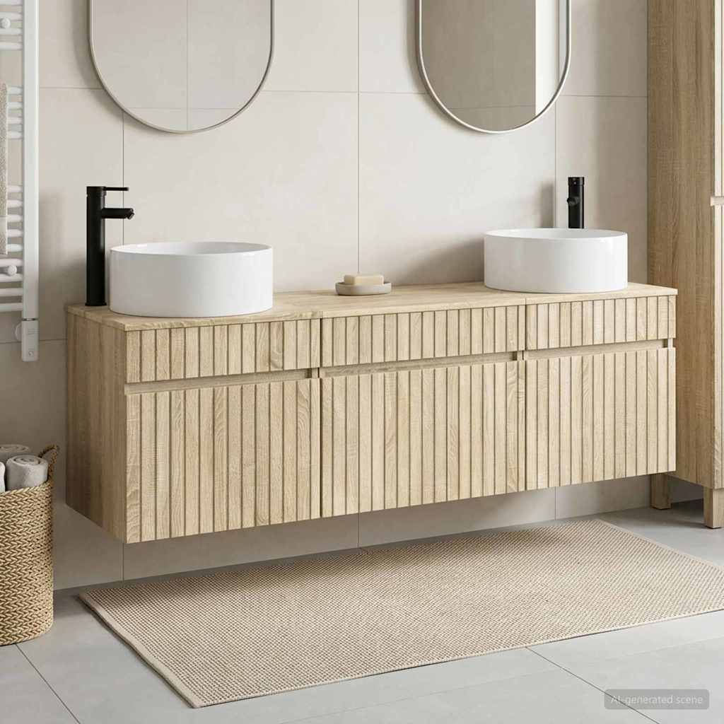 vidaXL Badkamerkast set 3 st Wit 49 x 44,5 x 65,5 cm Bewerkt hout