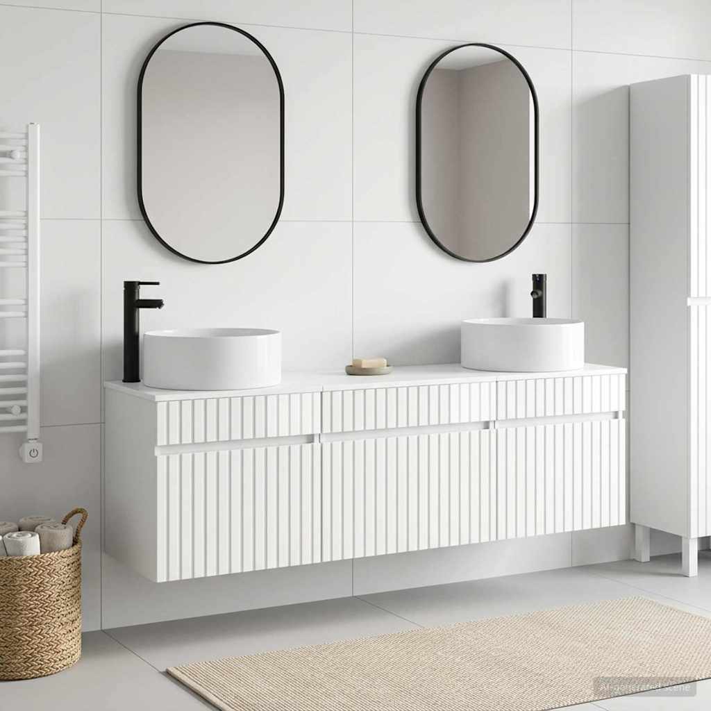 vidaXL Badkamerkast set 3 st Wit 49 x 44,5 x 65,5 cm Bewerkt hout