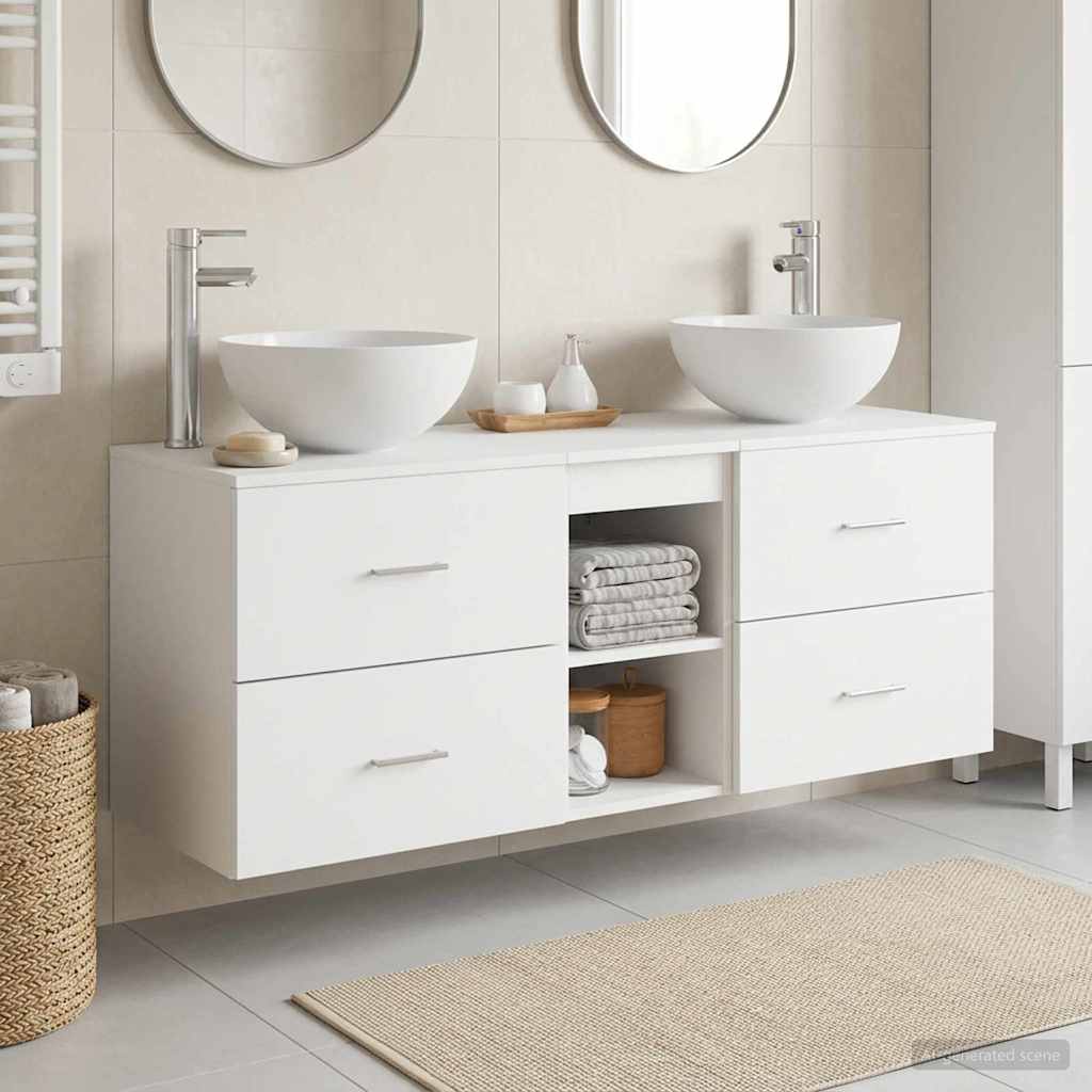vidaXL Bathroom cabinet set 3 pcs White 49.5 x 35 x 63 cm Engineered wood