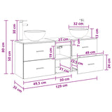 vidaXL Bathroom cabinet set 3 pcs White 49.5 x 35 x 63 cm Engineered wood