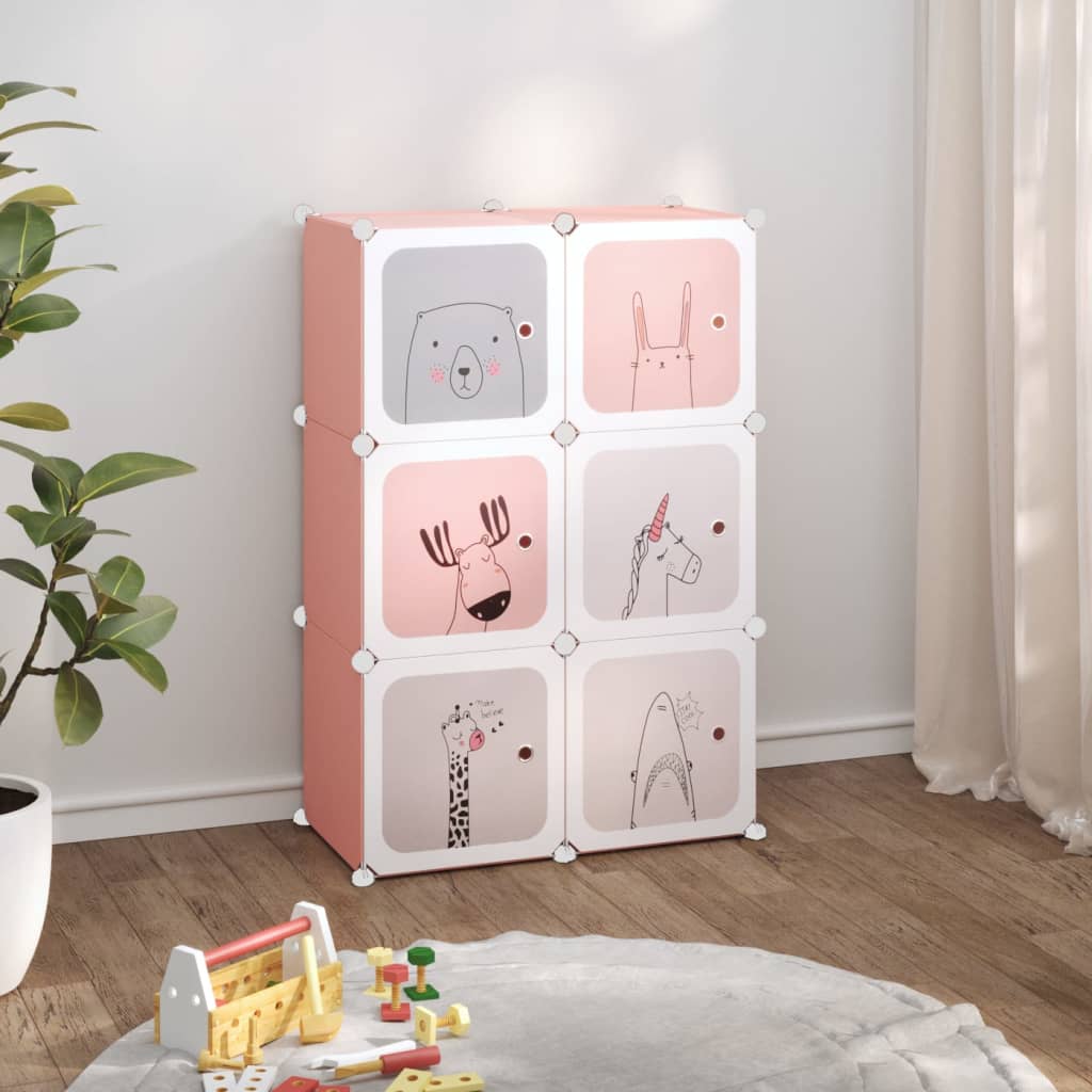vidaXL Kids' Storage Unit with 6 Compartments Polypropylene Pink