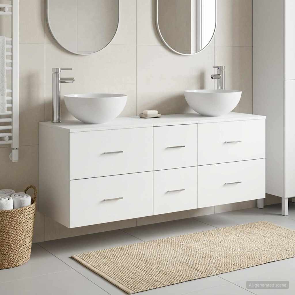 vidaXL Badkamerkast set 3 st Wit 49,5 x 35 x 63 cm Bewerkt hout