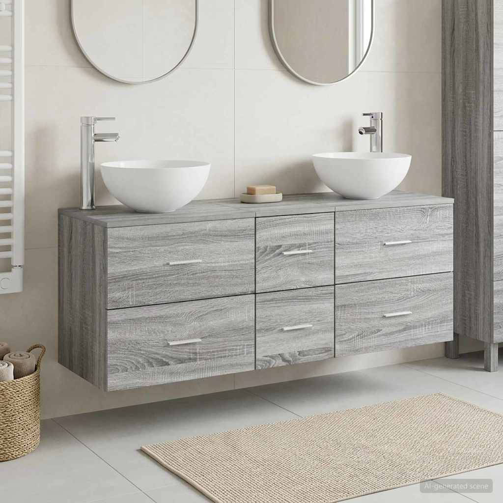 vidaXL Badkamerkast set 3 st Wit 49,5 x 35 x 63 cm Bewerkt hout