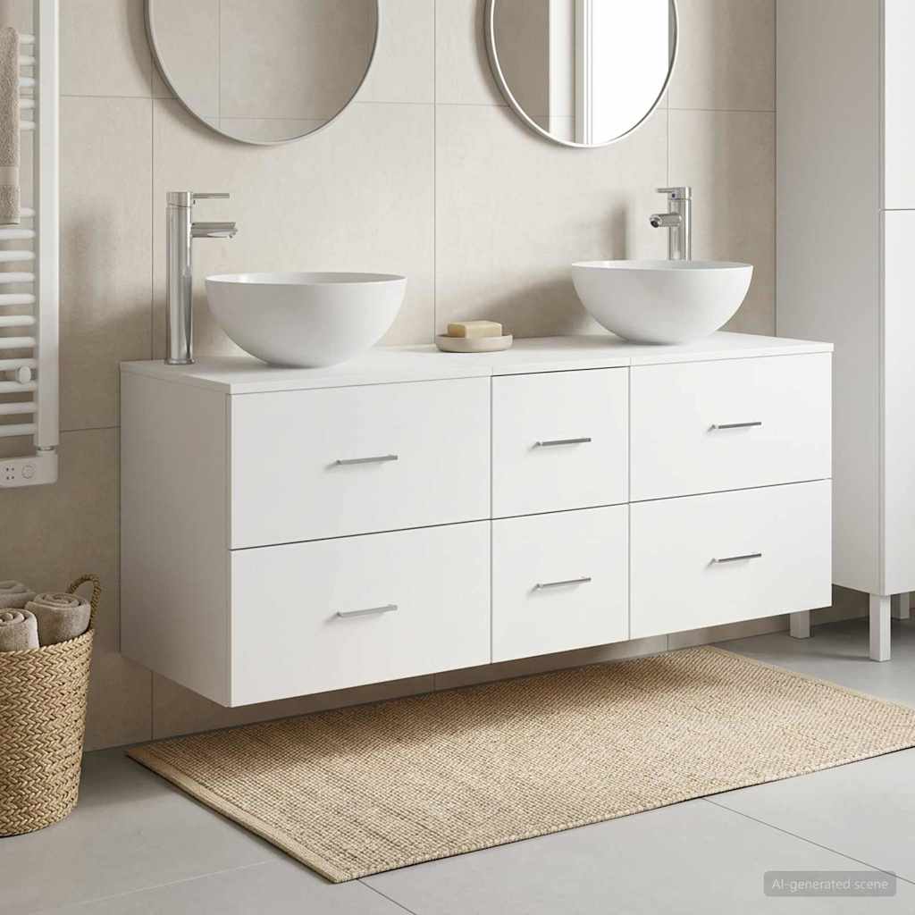 vidaXL Badkamerkast set 3 st Wit 49,5 x 41 x 64,5 cm Bewerkt hout